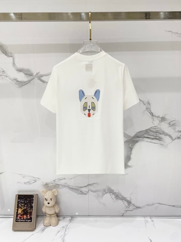 Loewe Cartoon Dog Embroidered T-Shirt in Black