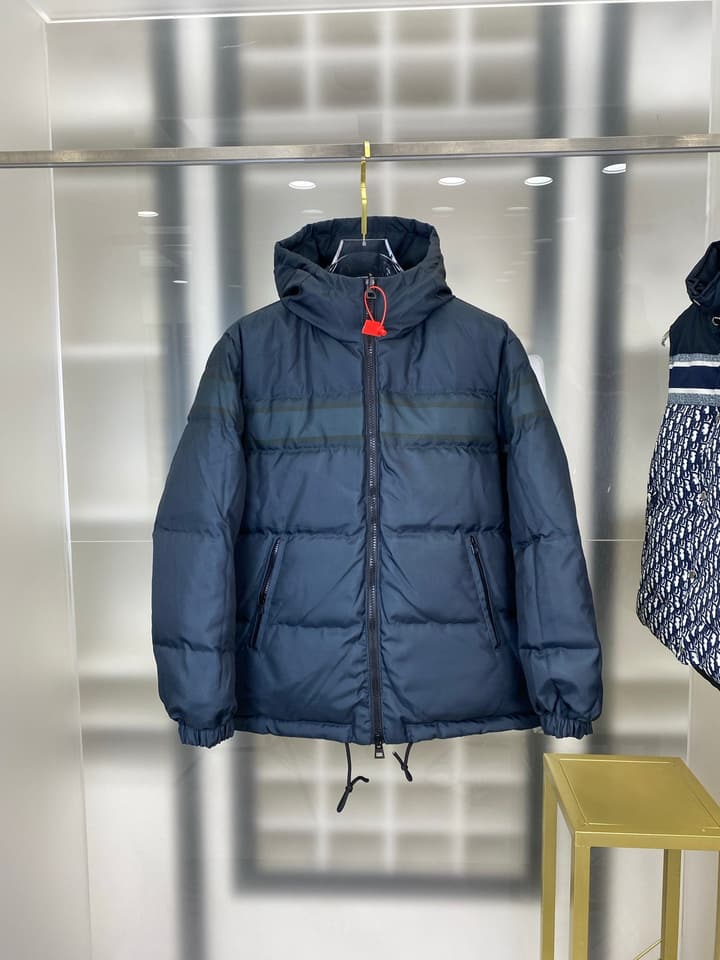 Dior Full Print Jacquard Reversible Puffer Jacket – 25FW in Dark Blue Jacquard Logo Print