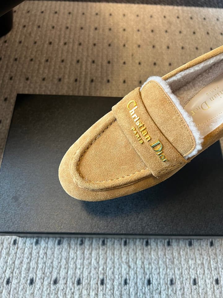 Dior Suede Fur-Lined Loafers – 25SS/FW in Black Suede
