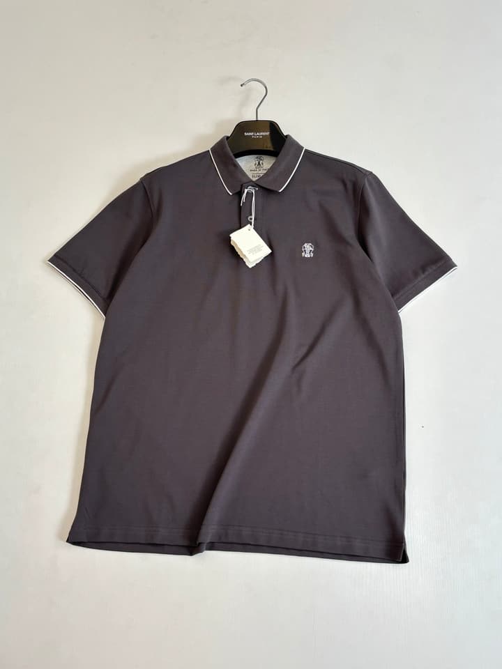 Brunello Cucinelli BC Logo Embroidered Polo Shirt – 2025 in Charcoal Grey