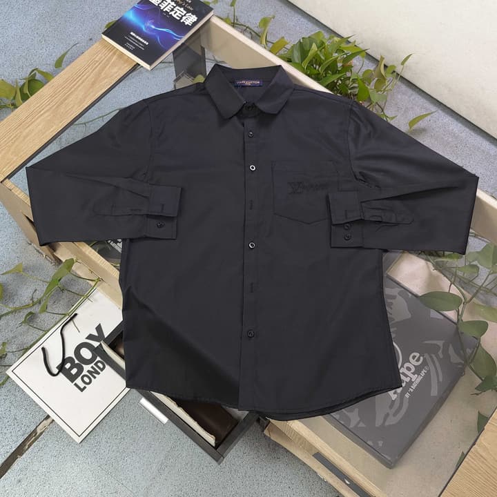 Louis Vuitton Classic Pocket Embroidered Long Sleeve Shirt – 2025 Collection in Classic Black