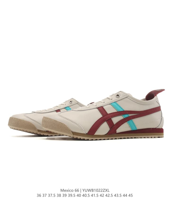 Onitsuka Tiger Mexico 66 Classic Retro Sneakers in Cream With Black Stripes