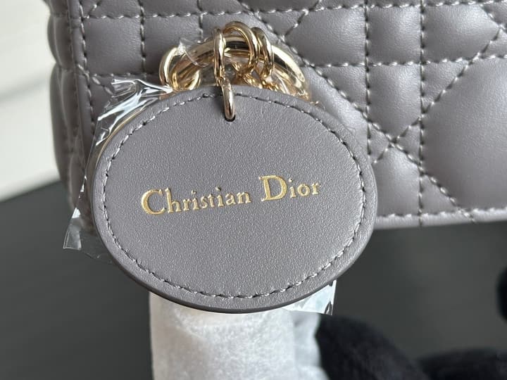 Dior Lady Dior Three-Grid Lambskin Shoulder Bag in Black Lambskin