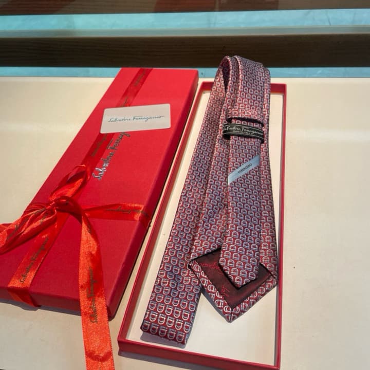 Ferragamo Men's Silk Tie Series in Burgundy