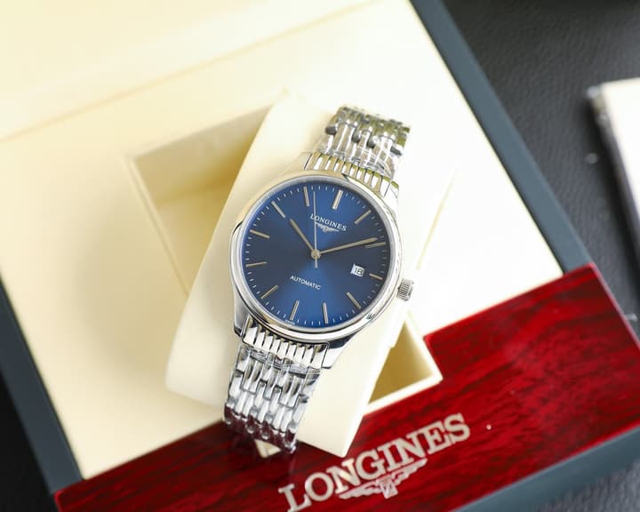 Longines Elegant Collection 39mm Mechanical Watch in Stainless Steel With Blue Dial