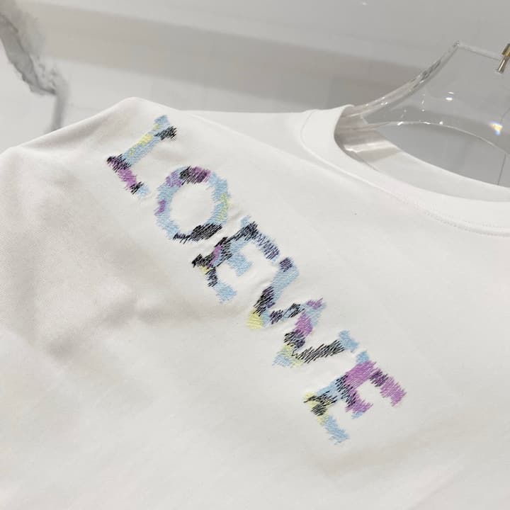 Loewe Rainbow Logo Embroidered Cotton T-Shirt in Classic Black