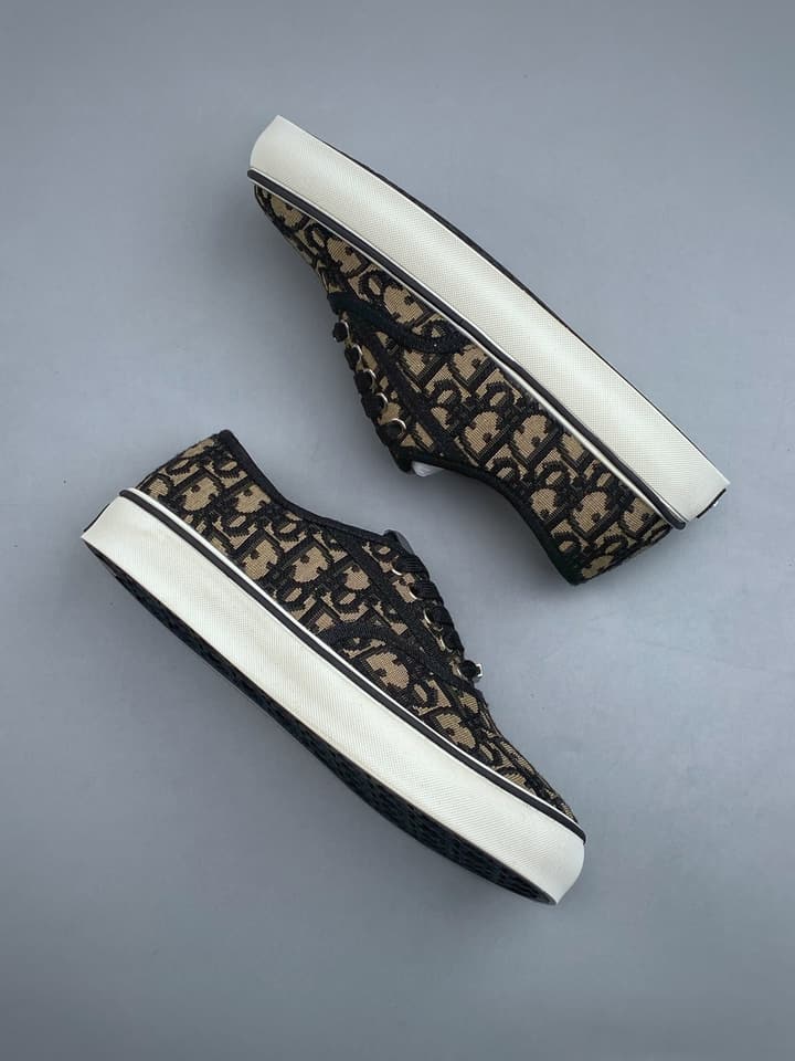 Dior Saltwind Oblique Canvas Lace Sneakers in Brown Oblique Canvas