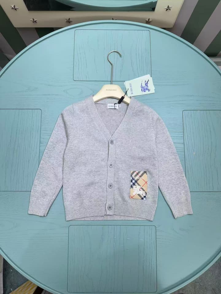 Burberry Classic Kids Knit Cardigan – 2025SS in Light Grey Knit Cardigan