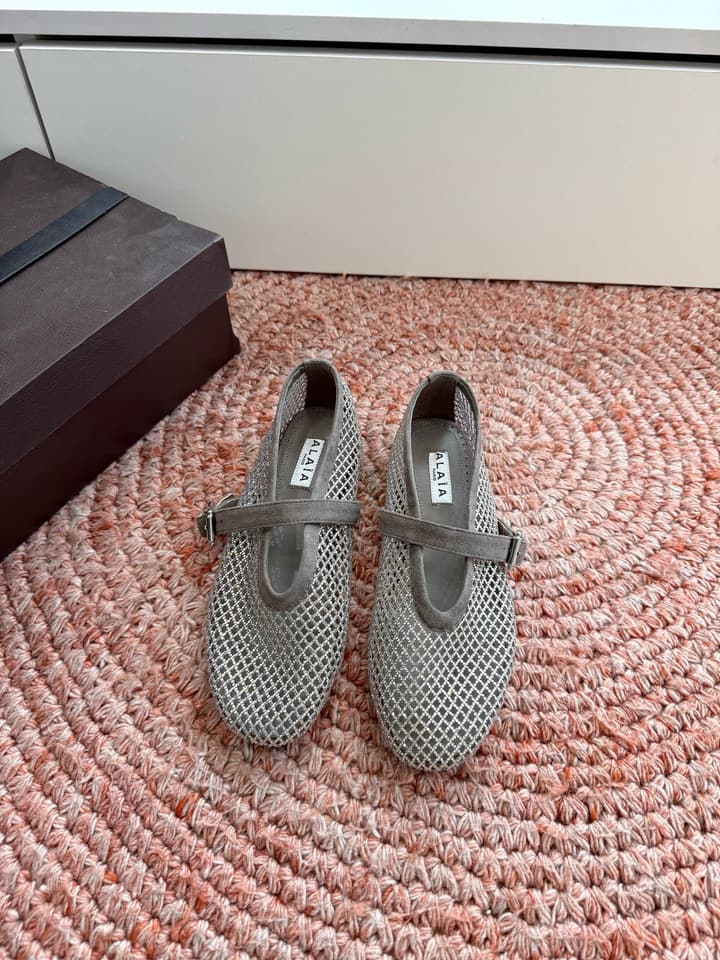Alaïa Hidden Heel Fishnet Mules – 2026SS in Silver