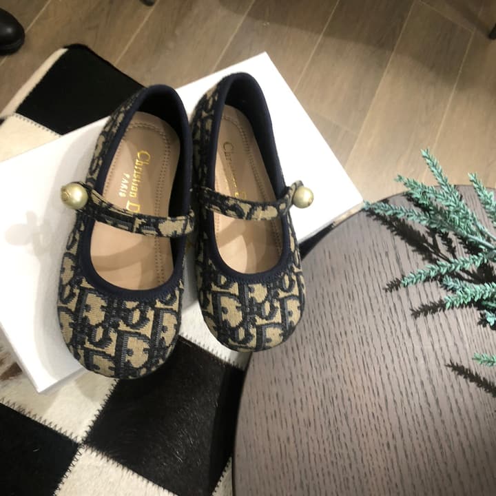 Dior DioBady Ballet Quilted Flats – Kids Collection – 2024SS in Black Quilted With Pearl Strap