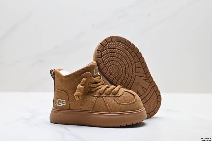 UGG Kids Leather Snow Boots – Kids Collection in Dark Chestnut Brown