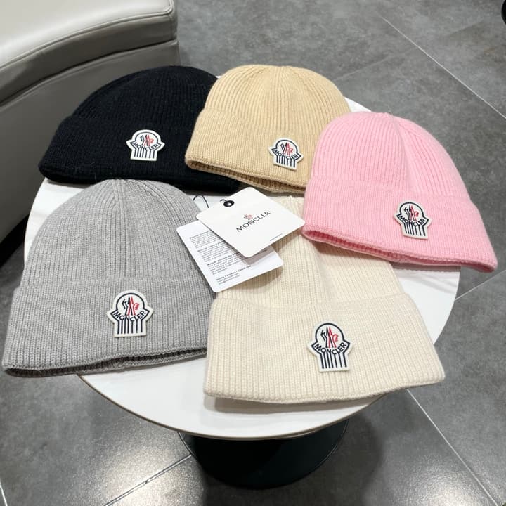 Moncler Knitted Beanie Hat in Classic Black