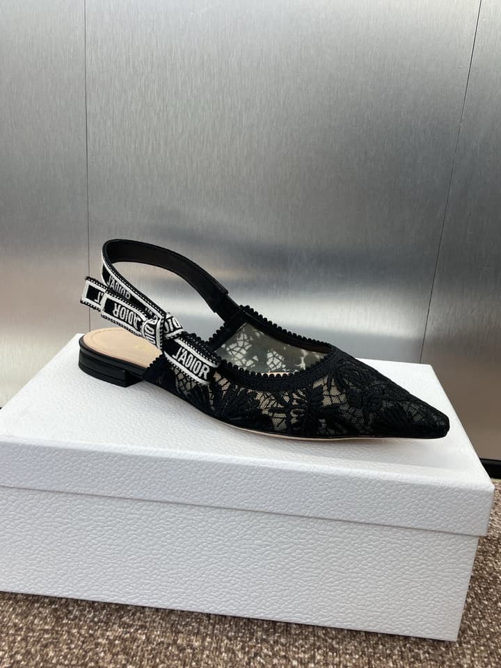 Dior J'Adior Woven Slingback Sandals – 2023 Spring/Summer Collection in Black Oblique Mesh High Contrast