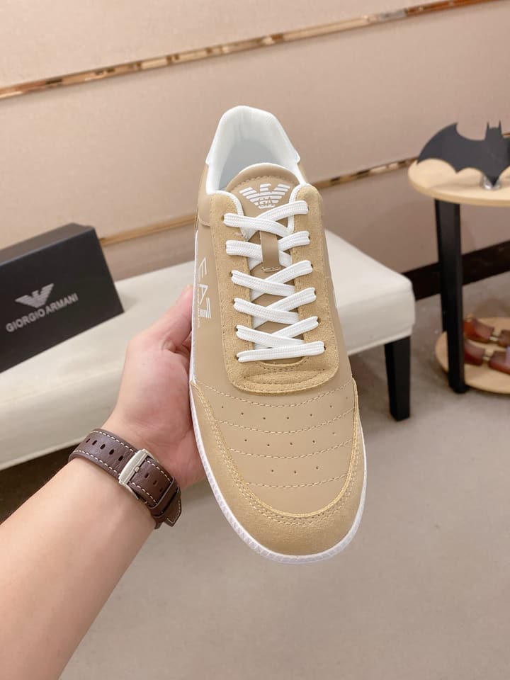 Armani Italian Leather Luxury Sneakers – New Collection in Bright Red