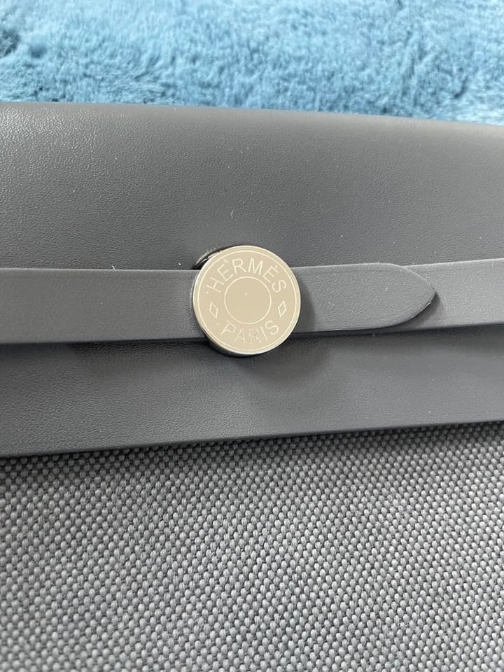 Hermès Herbag 20 Slate Grey Canvas Bag