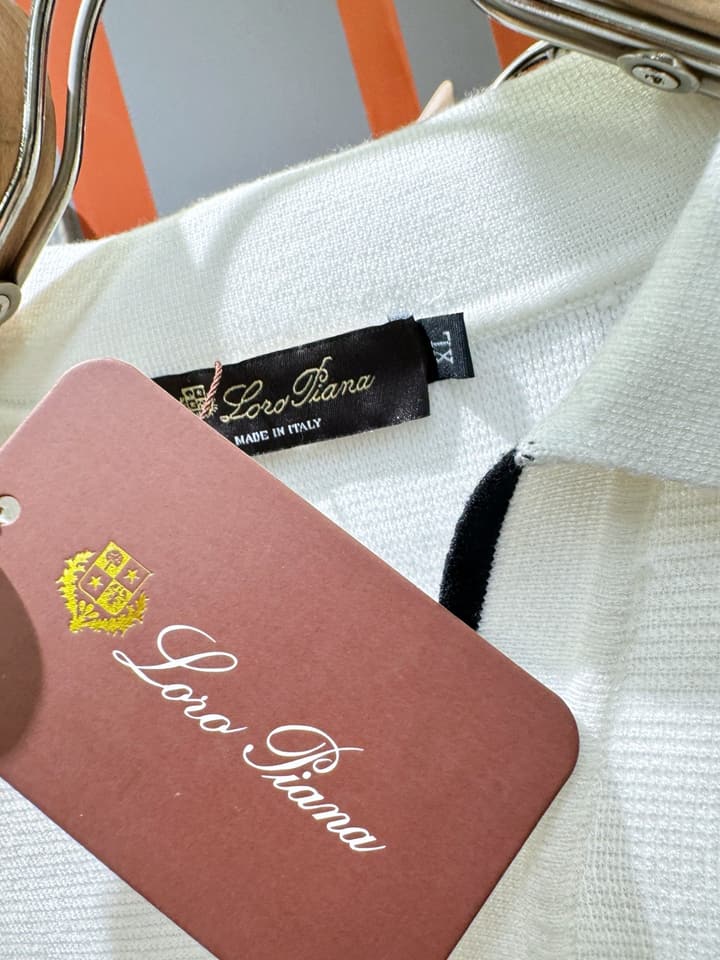 Loro Piana 2025 Knit Sweater with Chest Logo – Autumn/Winter Collection in White With Black Tipping