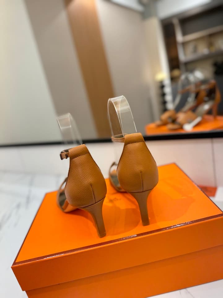 Hermès Classic Palm Grain Cowhide Heels – 6.5cm in Black