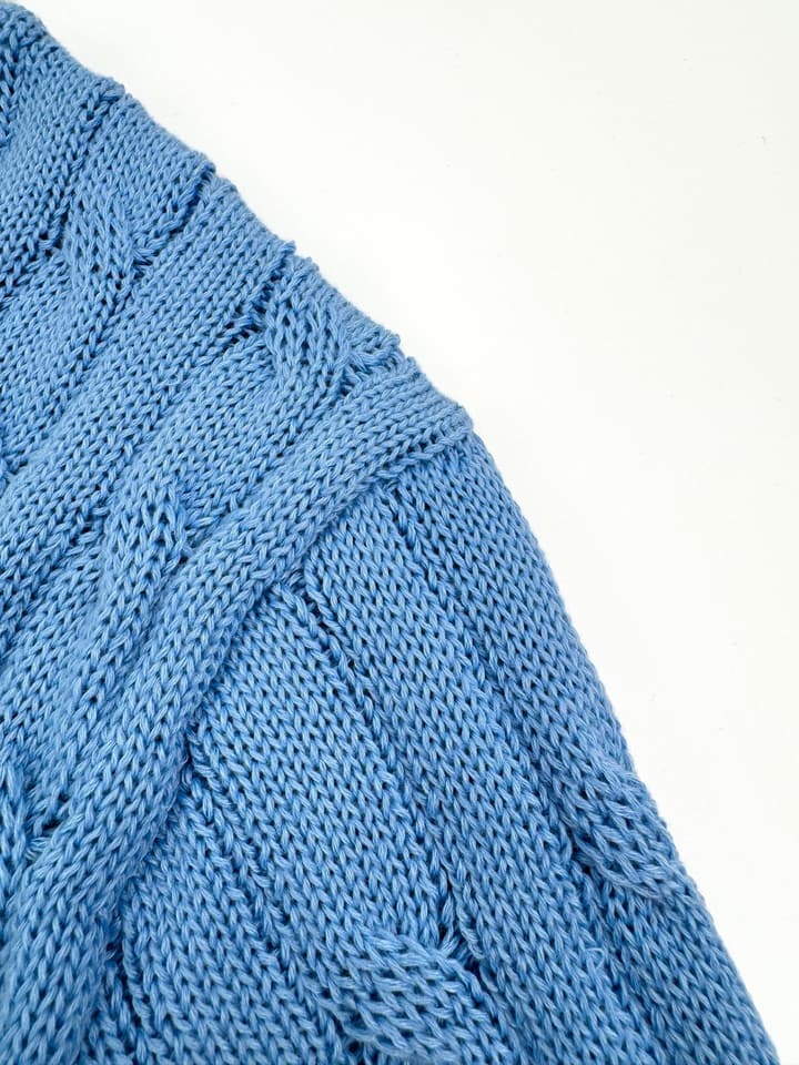 Ralph Lauren Cable-Knit Short-Sleeve Sweater in Glacier Mist Blue