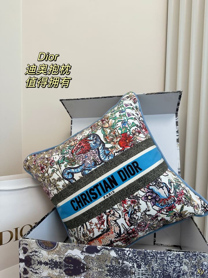 Dior Limited Edition Home Pillow in Black And White Toile Pattern