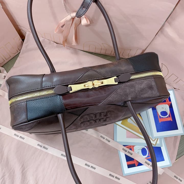 Miu Miu Patchwork Briefcase in Brown Patchwork