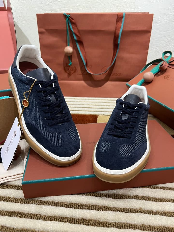 Loro Piana LP Tennis Walk Unisex Sneakers in Black Leather