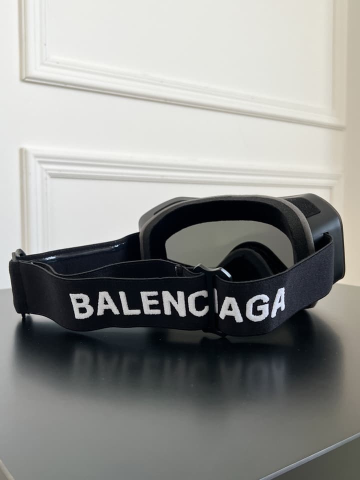 Balenciaga Silver Ski Goggles in Black Frame Dark Lens