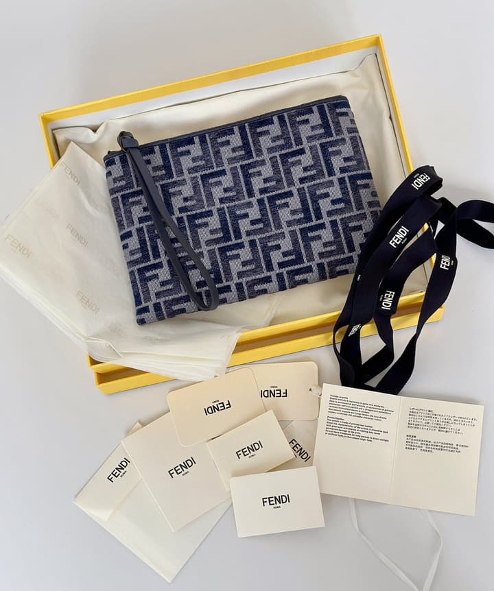 Fendi Gradient Double F Logo Calfskin Clutch Bag
