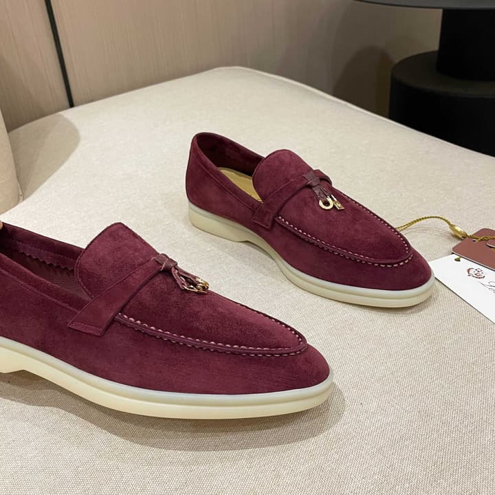 Loro Piana Summer Charms Walk Moccasin Loafers in Black Leather