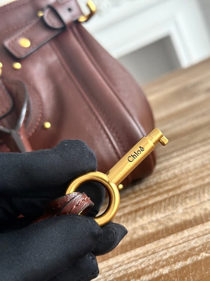 Chloé Paddington Padlock Satchel in Burgundy Leather