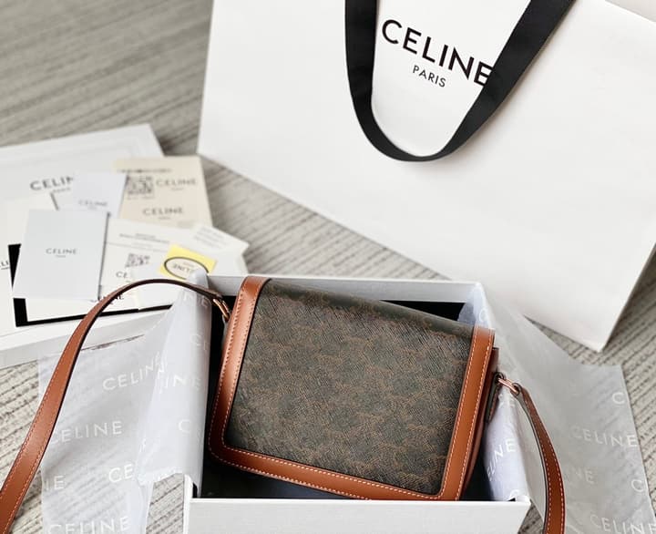Celine Triomphe Monogram Tofu Shoulder Bag – 2020 Collection in Dark Triomphe Canvas