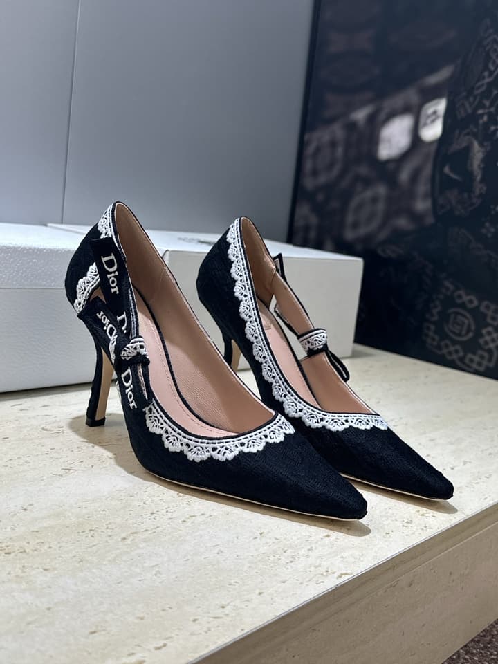 Dior J'Adior Dentelle Jelly Bow Pumps – 2026 Early Spring Collection in Black 6.5cm Heel