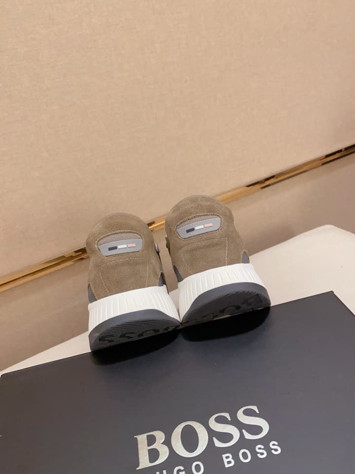 Boss Latest Casual Fly-Knit Sneakers in Black With Gold Accents
