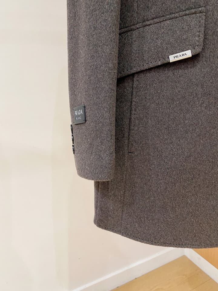 Prada Men's Wool Kensington Coat – 2025FW in Charcoal Gray Wool Coat