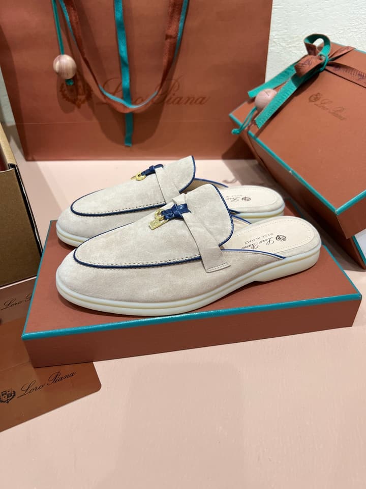 Loro Piana Women's Mules in Aqua Blue Suede