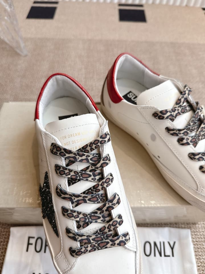 Golden Goose Distressed Leather Sneakers in Dark Green