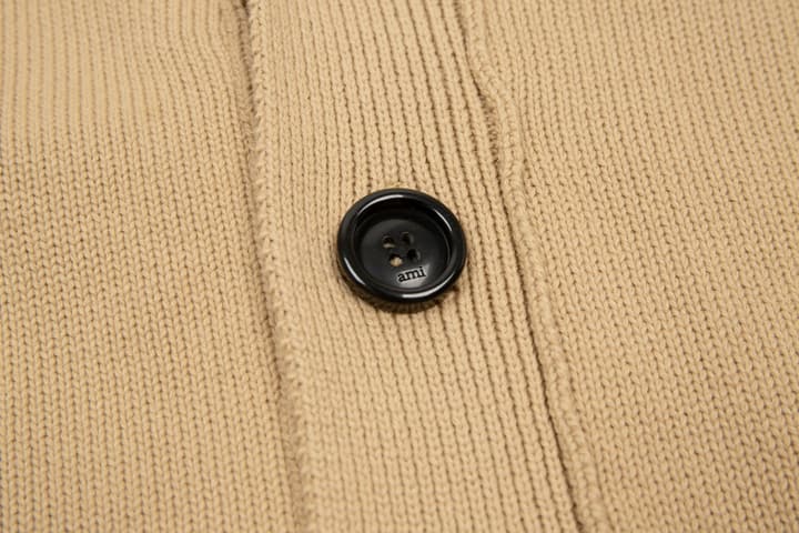 Ami Paris Classic Heart Embroidered Cardigan Sweater in Black