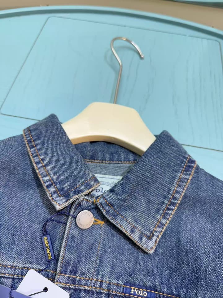 Ralph Lauren Kids Denim Shirt Jacket – 2025SS Collection in Medium Wash Blue Denim