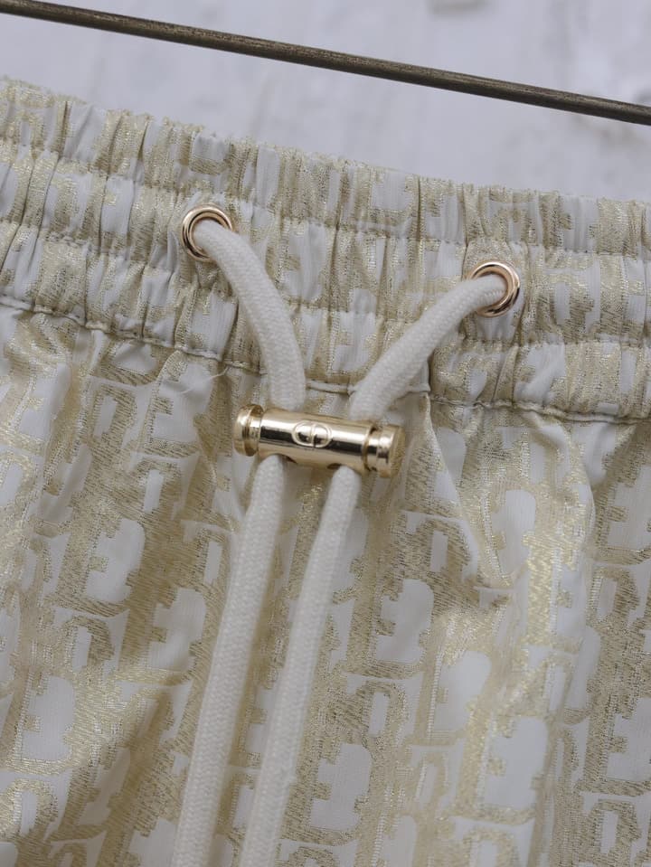 Dior Gold Taffeta Jacquard Oblique Shorts – 2025 in Navy Blue