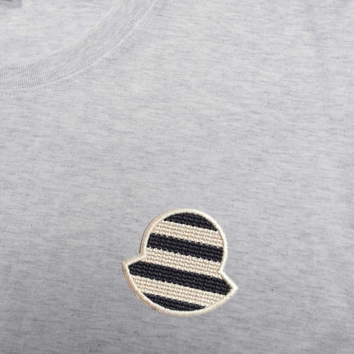 Moncler Woven Embroidered Logo Cotton T-Shirt in Black