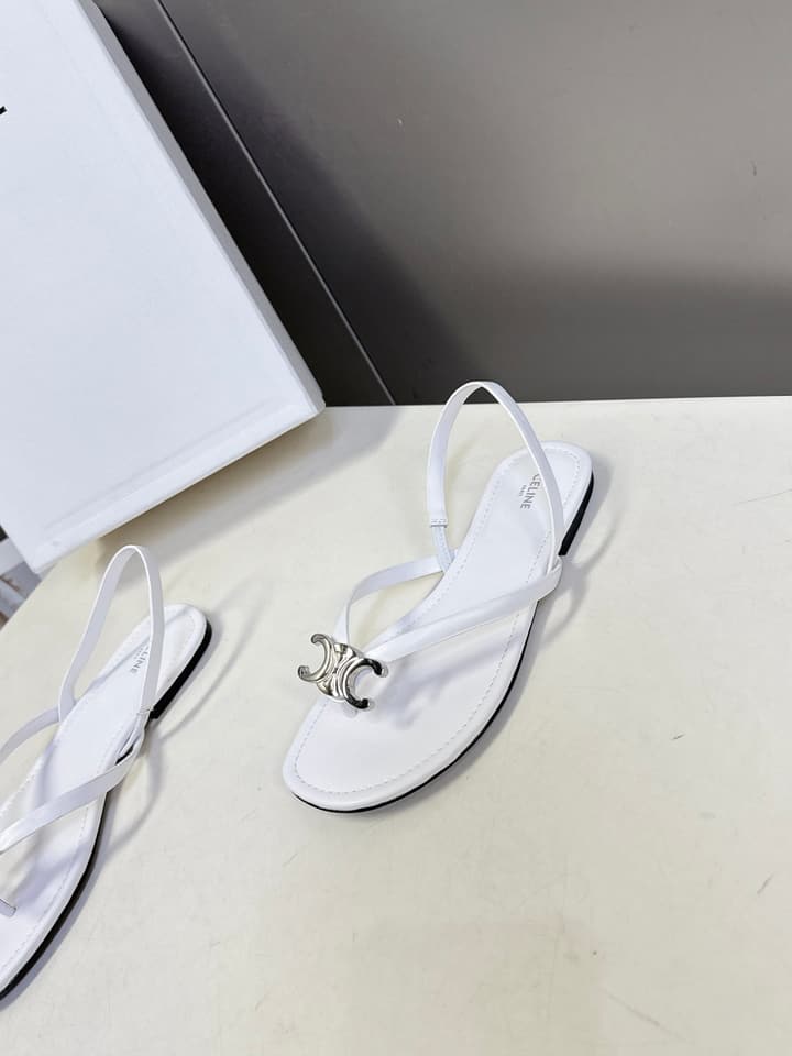 Celine Triomphe Metal Buckle Thong Sandals – Spring/Summer Collection – 2026SS in Black