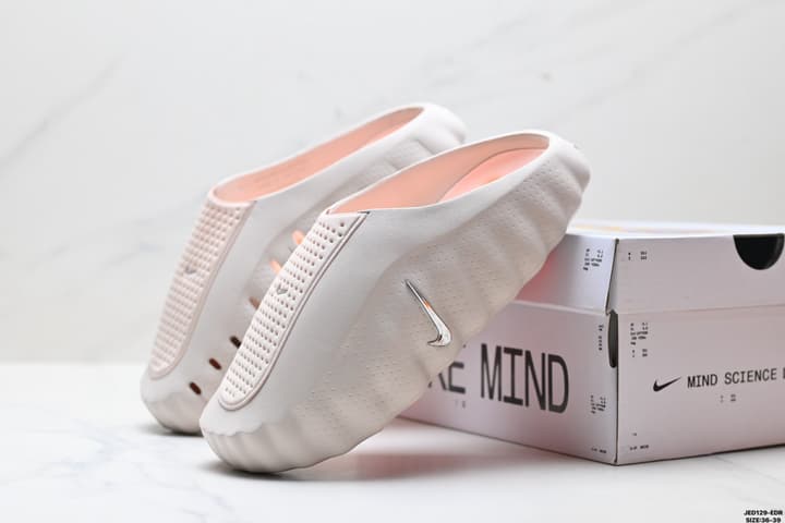 Nike Mind 001 Recovery Slide in Light Grey And Peach