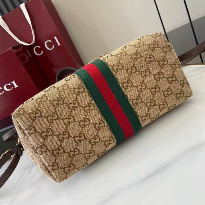 Gucci Giglio Small GG Canvas Tote Bag – 2026 Early Spring Collection in Beige And Dark Brown GG Canvas