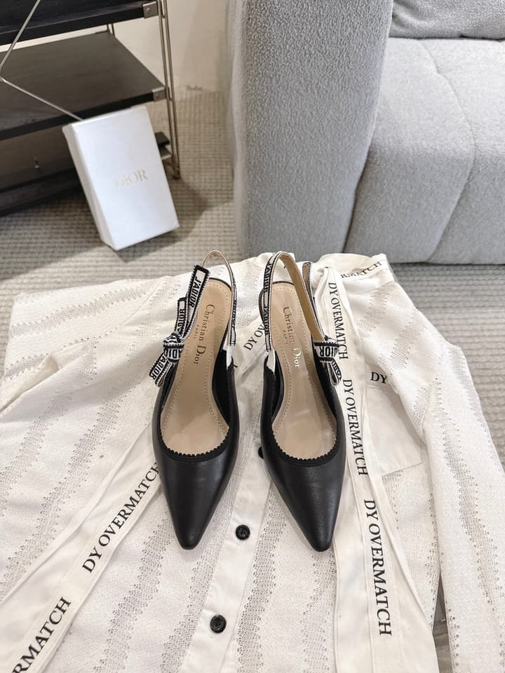 Dior J'Adior Patent Leather Kitten Heel Sandals in Classic Black Smooth Leather