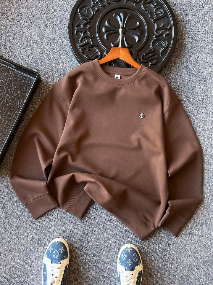 Moncler Luxury Air Cotton Crewneck Sweatshirt in Black