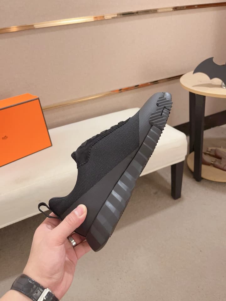 Hermès Men's Classic Driving Shoes in Charcoal With Blue Sole