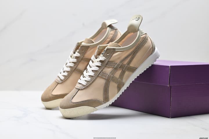 Onitsuka Tiger Mexico 66 Deluxe Nippon Made Sneakers in Beige With Taupe Stripes