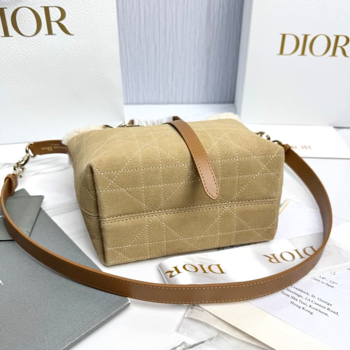 Dior Small Toujours Vertical Shearling Handbag in Tan Furry Tote