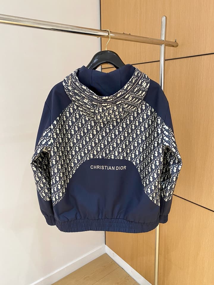 Dior New Runway Jacket Outerwear in Black With Monogram Panels