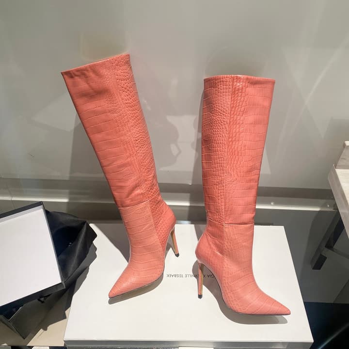 Paris Texas Crocodile Embossed Knee-High Boots – 2022 FW in Black Croc Embossed