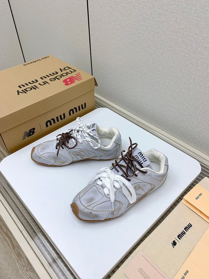 Miu Miu x New Balance Collaboration Runway Sneakers – 2024 in Distressed Grey